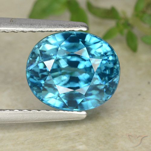 5.29ct 天然 中蓝 锆石, 椭圆形, VVS