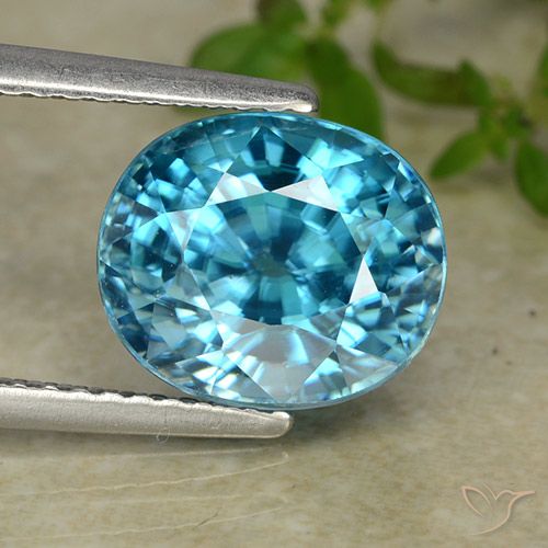 5.86ct 天然 电动天蓝色 锆石, 椭圆形, VVS