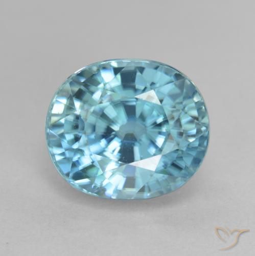 5.75ct 天然 绿蓝色 锆石, 椭圆形, VVS