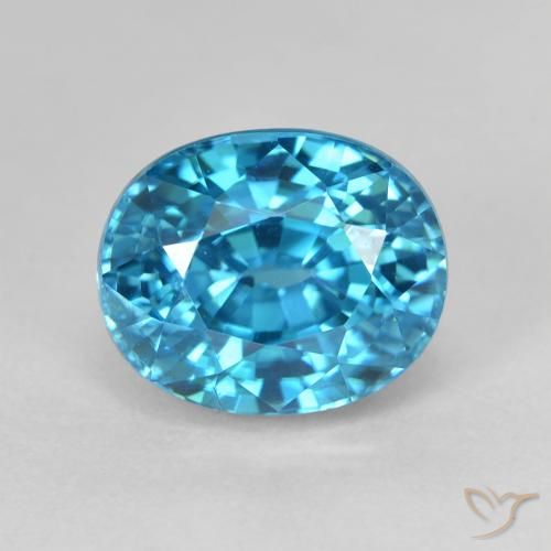 5.88ct 天然 中蓝 锆石, 椭圆形, VVS