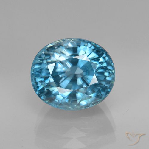 5.07ct 天然 深银色水蓝色 锆石, 椭圆形, VVS