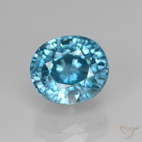 5.07ct 天然 深银色水蓝色 锆石, 椭圆形, VVS
