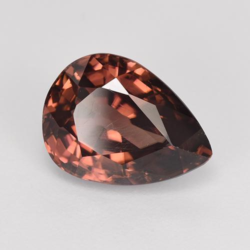4.62克拉天然红色锆石，梨形，10.8×8毫米，VVS-VS