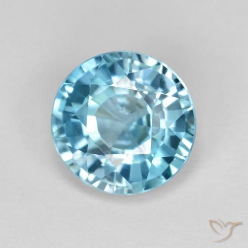 3.57ct 天然 青蓝色 锆石, 圆形的, VVS