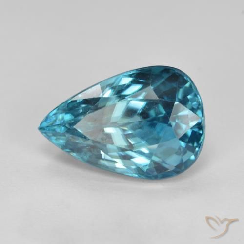7.47ct 天然 深银色水蓝色 锆石, 梨形, VVS-VS