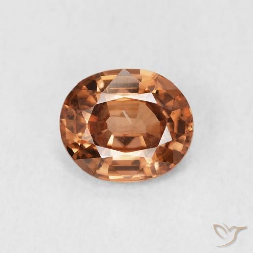 0.93ct 天然 深红橙色 锆石, 椭圆形, VS