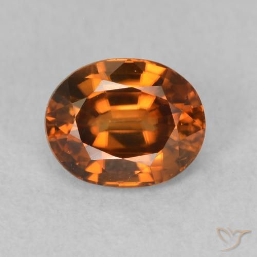 1.07ct 天然 深棕橙 锆石, 椭圆形, VVS-VS