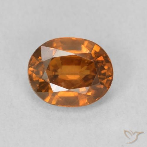 1.00ct 天然 Medium Dark-Orange 锆石, 椭圆形, VS