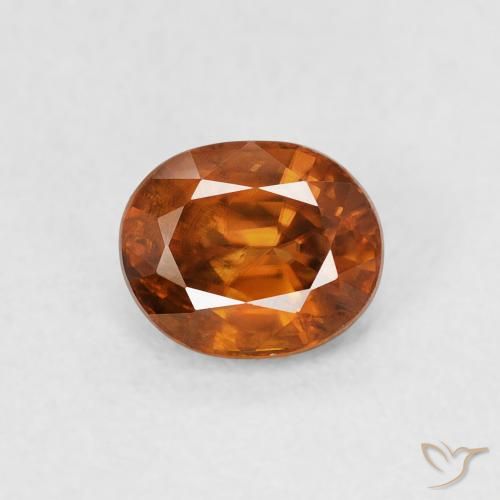 1.00ct 天然 Medium Dark-Orange 锆石, 椭圆形, VS