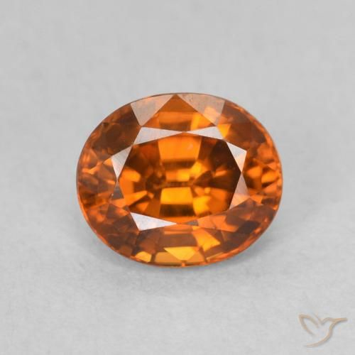 1.00ct 天然 深橙色 锆石, 椭圆形, VVS