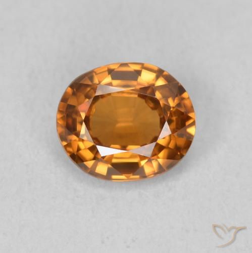 0.91ct 天然 中橙 锆石, 椭圆形, VVS
