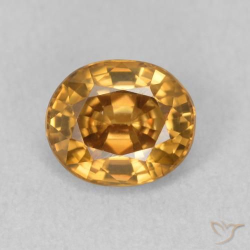 1.01ct 天然 金棕色 锆石, 椭圆形, VVS