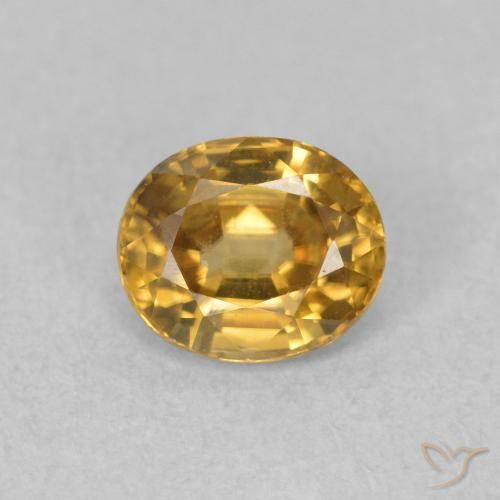 0.92ct 天然 金色 锆石, 椭圆形, VVS-VS