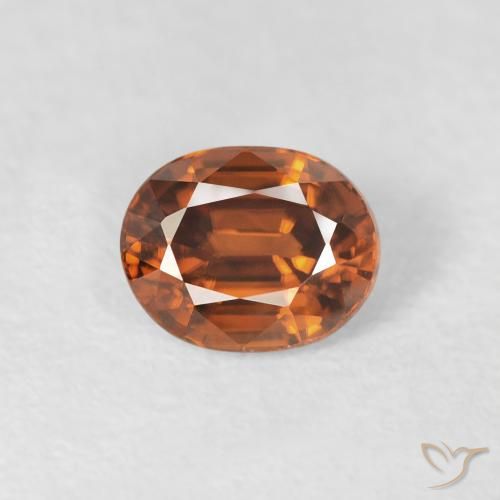 1.00ct 天然 Medium Dark-Orange 锆石, 椭圆形, VVS-VS