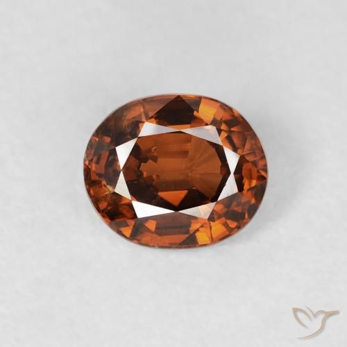 0.99ct 天然 深棕橙 锆石, 椭圆形, VS