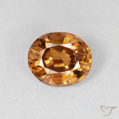 1.03ct 天然 锈橙 锆石, 椭圆形, VS