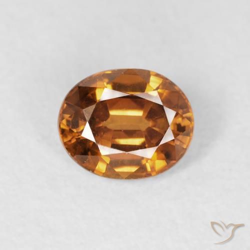 1.00ct 天然 中橙 锆石, 椭圆形, VVS-VS