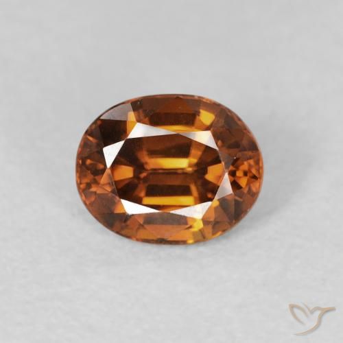 1.12ct 天然 深棕橙 锆石, 椭圆形, VVS-VS