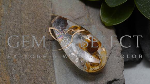 石英 パラサイト隕石 かんらん石 大衛星ペンダント[T453-2964]